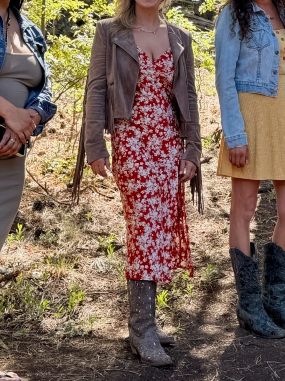 Hello Molly Silky Red Floral Midi Dress